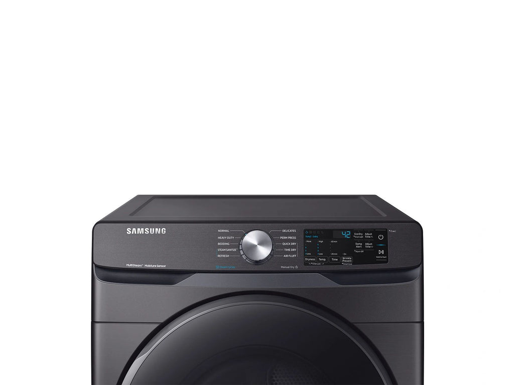 New in Box. Set of Samsung Washer 4.5 cu. ft. High-Efficiency Platinum Front Load Washing Machine with Steam, ENERGY STAR + 7.5 cu. ft. Platinum Electric Dryer with Steam, Black stainless steel. Models: DVE45R6100V, WF45R6100AV